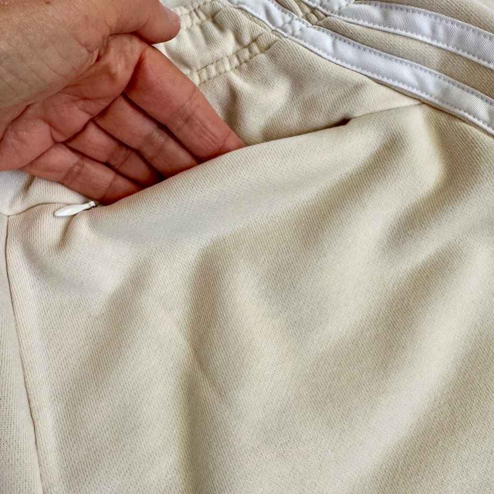 Adidas Cream Athletic Shorts with Signature Stripes - Picture 3 of 5